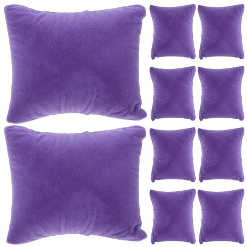 Didiseaon 10 pièces Lot de Petits Coussins Velours pour Boîte à Montre Oreillers Doux pour Montres et Bracelets Coussins de Présentation Bijoux Polyvalents Couleur Violette