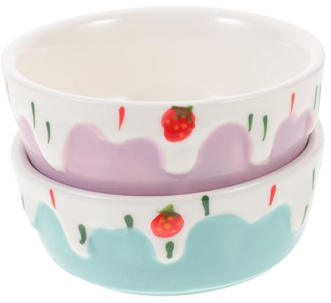 BCOATH 2 Pezzi Ciotole in Ceramica per Piccoli Animali, Ciotola Anti-rovesciamento e Anti-schizzo per Criceti, Ricci e Porcellini D'india, Design Profondo per Alimentazione e