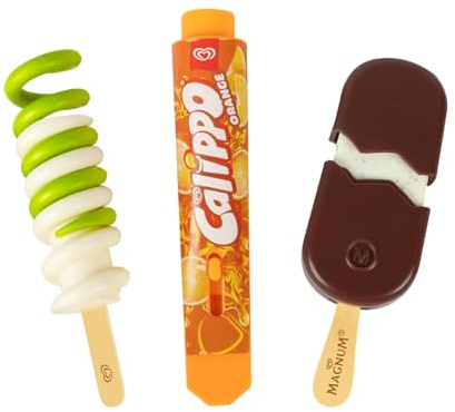 Conjunto Oficial de Helados Frigo Casdon para Juegos de simulación. Incluye 3 Helados Frigo de Juguete. Ideal para Juego de Roles. Apto para niños a Partir de 2 años