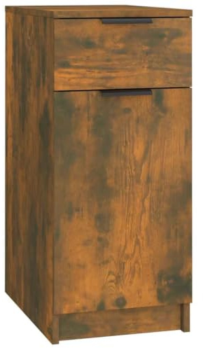 LMTYOENFG Armario de escritorio de roble ahumado, 33,5 x 50 x 75 cm, armario de oficina de madera con cajón y compartimentos, armario auxiliar para estudio y oficina, contenedor de pie
