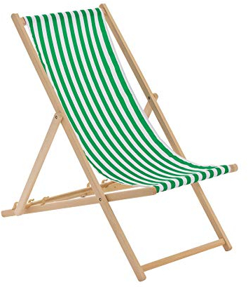 Harbour Housewares Klapper Holzdeckstuhl - Grüner Streifen