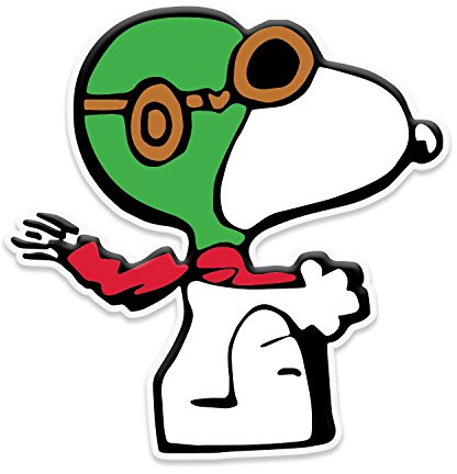 Red Baron Cartoon Dog Flying Window Laptop Car Sticker 5.5
