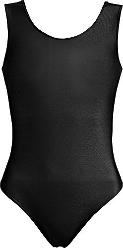 Hi-Co Mädchen Kinder Schule Sport Tanz Gymnastik Ballett Ärmellos Trikot, Schwarz , 7-8 Jahre