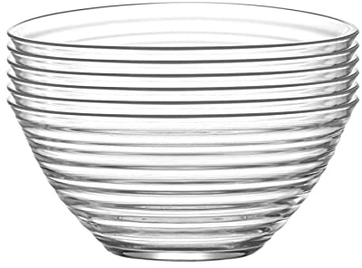 LAV 12x Clear 12cm Derin Glass Serving Bowls - Small Kitchen Pasta Salad Fruit Party Platter Food Dip Snack Dishes Set