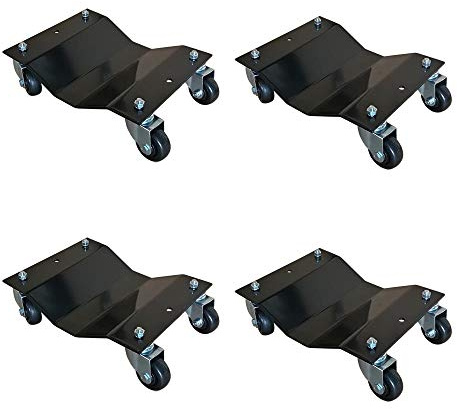 4 Pack Black 12x16 Inch Heavy Duty Wheel Dolly Car Tire Stakes Set 6800lbs Total Capacity for Tow or Vehicle Storage Furniture Movers