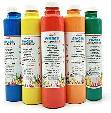 Werner Play malmit® Fingerfarbe 5er Startset Fingermalfarbe 750ml Malfarbe Kinderfarbe