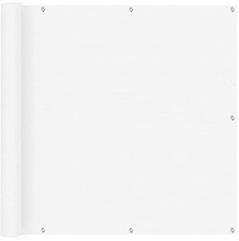 Balcony Privacy Protective Screens 0.7x6m Fence Screen Garden Screen Sunshade HDPE UV Protection with Eyelets and Cord and Cable Ties Attached for Yard Lawn Pergola Decking Pool Patio, White