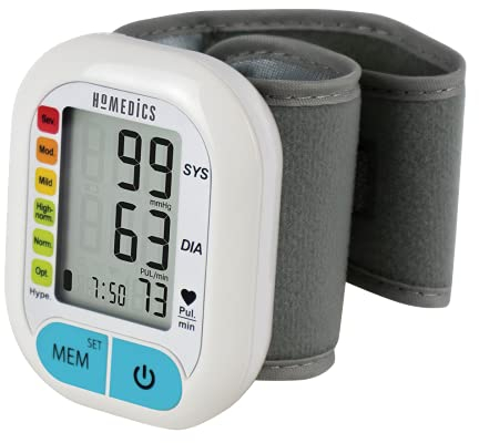 HoMedics Automatic Wrist Blood Pressure Monitor - Compact and Portable, Quick and Easy for a Single User to Measure and Store up to 60 Blood Pressure Measurements