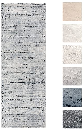 TESSO LIVING Kurzflor Teppich Laufer Wohnzimmer Dunkelgrau 80 X 200 cm, Moderner Super Soft Kurzflor Teppich