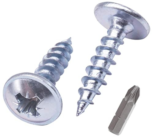 SKIR'CO (150 st) Zinkpläterat stål 6,0 x 25 mm silverträskruvar, metallskruvar, våffelhuvud, Pozidriv, självgängande