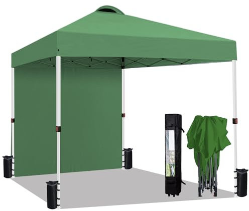 SAILARY Pop-Up-Zelt, einfach aufzubauen, sofortiges Vordach mit Seitenwand, wasserabweisend, Outdoor-Baldachin für Party/Ausstellung/Picknick, Grün