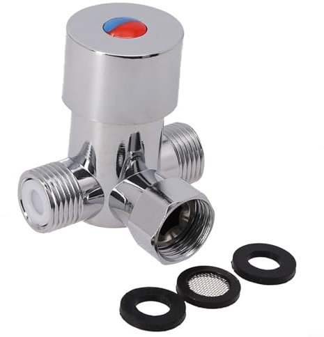 Válvula mezcladora de agua fría caliente, rosca G1/2 0-85 ℃ Válvula mezcladora termostática ajustable para sistema de ducha