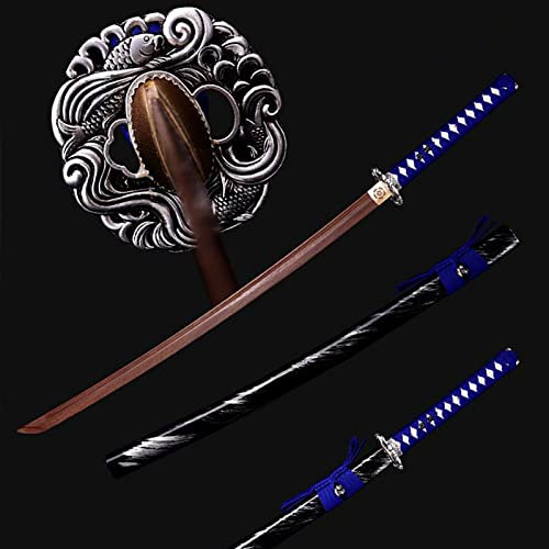 Träsamurajsvärd KatanaFint snidat handskydd legering blad rosenträ skida massivt trä med sprayfärg 103 cm handgjord bok för Kendo, iaido, cosplay, utställning, samling
