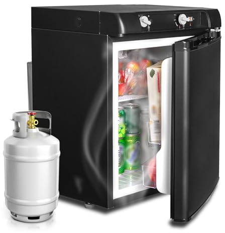 SMETA Gas Fridge 40L, 3 Way LPG Quiet Camping Caravan RV Off-grid Motorhome 0-10℃ Black