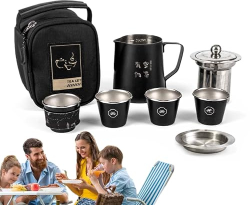 Servizio da tè portatile, teiera e tazze,Teiere in acciaio inossidabile