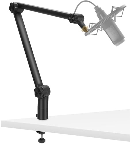 Mikrofonarm, Mikrofonhållare, Kompakt Mikrofonarm med 3/8 Till 5/8 Adapter, Hopfällbart, Helt Justerbart Mikrofonstativ för Podcastströmning, Spelinspelningar