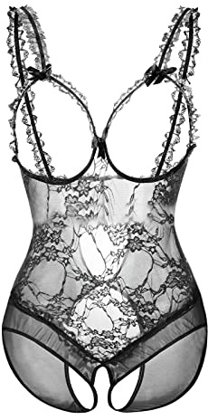 Cocila Tenues Sexy sous-vêtements Amusants pour Femmes Dentelle Ouverte Entrejambe rosée Sein Voir à Travers Sexy Body sous-vêtements Robe de Nuit Sexy Lingerie Coton