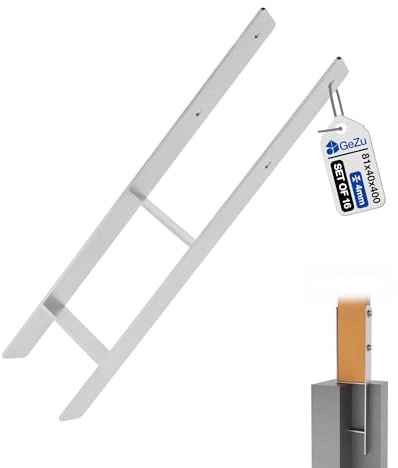 GeZu Impex Supporto per Pali H 81 x 400 mm Zincato a Caldo Set di 16 Supporto per Pali tipo H da Fissare a Cemento Ancoraggio tipo H