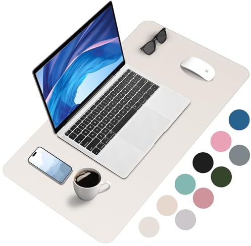 Zanfqvo Skrivbordsmatta - Vattentät Halkfri Skrivbordsunderlägg - Stor Musmatta för Kontor/Hemmet, 90 cm x 43 cm (beige)