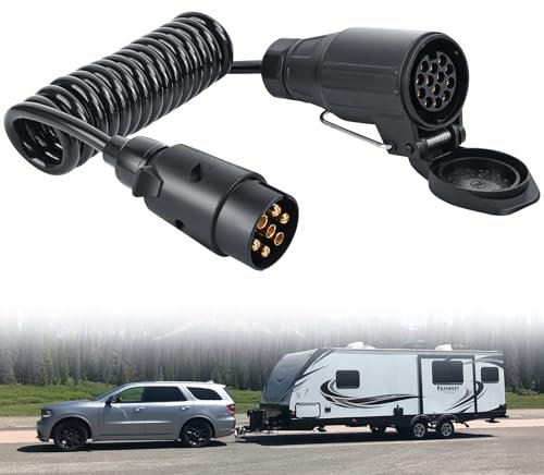 Bacxzomx Cavo Spiralato Adattatore Rimorchio 7 Poli a 13 Poli, 2M Cavo Adattatore 12V, Compatibile con Auto, Caravan, Camper, Roulotte, Trattore