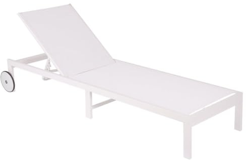 LOLAhome - Tumbona de Jardín y Exterior Zulima Luxe, de Aluminio Blanco, Reclinable, con Ruedas. Epoxi Anti-Corrosión. 200x73x30 cm. Mejorada 2026.