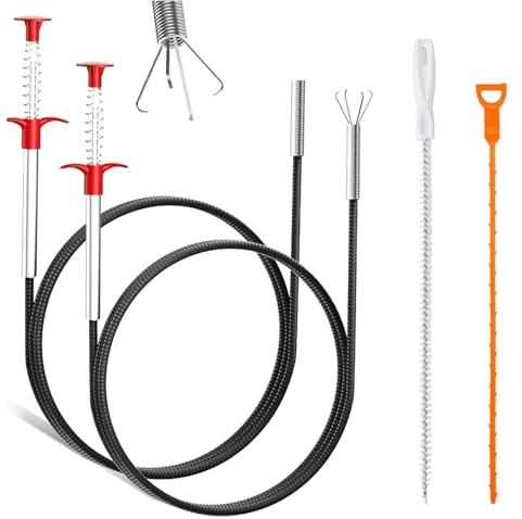 BORISCA 2 Pezzi Sonda Sturatubi di Scarico 90cm/ 200cm Molla Sturatubi Spirali per la Pulizia dei Tubi in Spazi Rristretti Stura Lavandini e Scarichi Spazzola Tubi Scarico per Cucina, Bagno