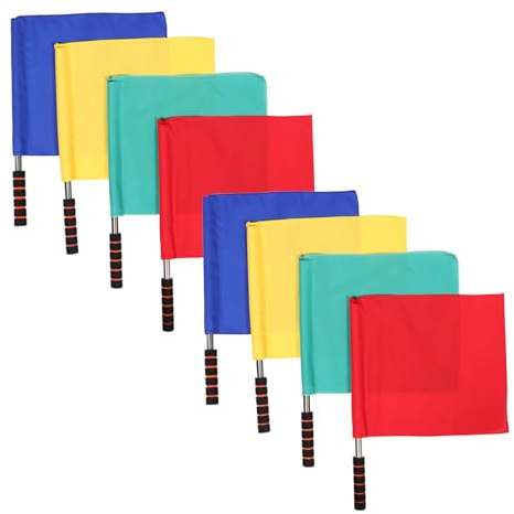 MUELODSIC 8 Piezas Banderas de Árbitro Multicolor con Mango Esponjoso de Acero Inoxidable para Fútbol Voleibol y de Juez de Línea y Accesorios Deportivos Ergonómicos y
