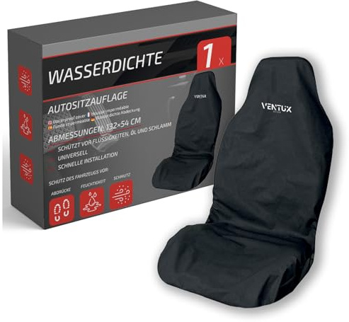 VENTUX GEAR Coprisedile auto impermeabile - Coprisedile singolo universale 132x54 cm - Fodera coprisedile per auto resistente e protettiva per sedile anteriore