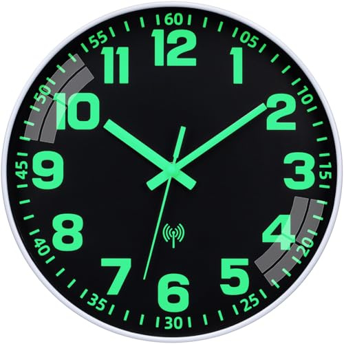 Warminn Reloj de Pared Radiocontrolado Luminoso Silencioso 25 cm