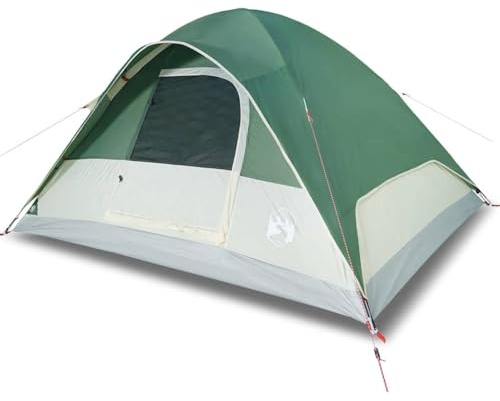 QJBSAVVA Tenda a cupola per 6 persone, verde, moderna tenda familiare per campeggio e avventure all'aperto, tenda di gruppo leggera con attacco E, pareti in rete e borsa per il trasporto, 270 x 210 x