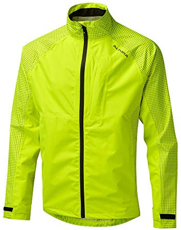 Altura Mens Waterproof Jacket - Lightweight Rain Coat with Adjustable Hood and Reflective Details, Outdoor Waterproof Jacket for Hiking and Running, Windbreaker Yellow Jackets, Reflective Sleeve | M