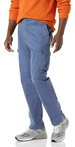 Amazon Essentials Men's Straight Fit Stretch Cargo Work Trousers (Available in Big and Tall), Indigo, 42W / 34L