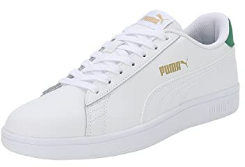 PUMA Unisex Smash V2 L Scarpe da ginnastica, Puma White Puma White Amazon Green Puma Team Gold, 44 EU