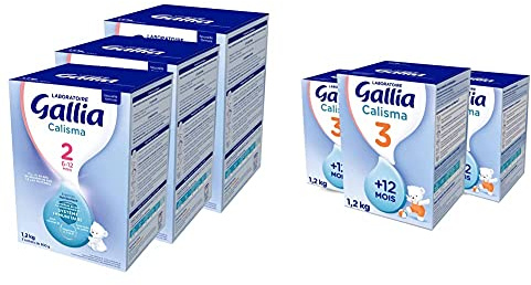 Laboratoire Gallia Calisma 2, Lait en poudre pour bébé, 6 à 12 Mois, 1,2kg (Pack 3x1,2kg) & Calisma 3 Lait en Poudre pour Bébé Dès 12 Mois, lot de 3 X 1,2Kg