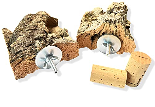 2× Korksitzbrett 10×10 cm – Naturkork inkl. Befestigung + Knabberkorken | Für Wellensittiche & Vögel – Spaß & Natur pur garantiert. Schnabel + Krallenpflege