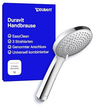 Duravit Universal Doccetta a mano, Doccia con 3 tipi di getto (Rain, Intense Rain, Soft Rain), Doccia a mano rotonda (Ø 110 mm), Doccetta per doccia facile da pulire, Cromo