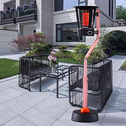Exception Indoor/Outdoor Stainless Steel Patio Heater, Freestanding Commercial Propane Gas Heater, Heavy Duty Garden Heating Lamp, Height Adjustable