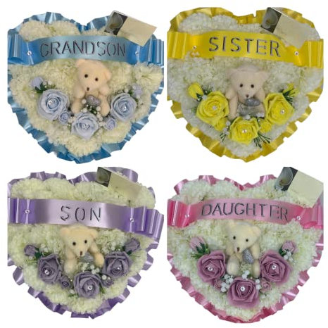 Wreath heart grave memorial artificial mum, dad, nan, grandad