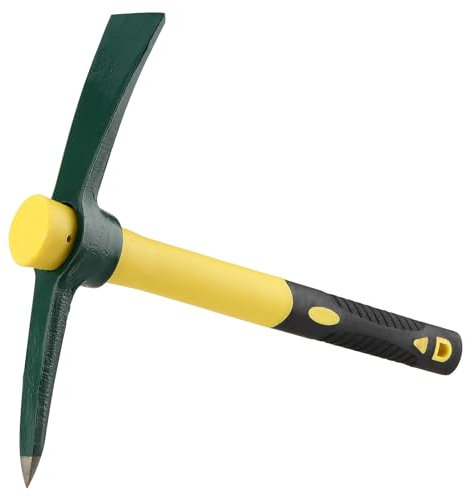 JOIKIT 15 Inch Garden Pick Mattock Hoe, Pick Axe with Plastic Handle, 1.5 Lb Pick Gardening Mattock Hoe for Digging, Loosening Soil