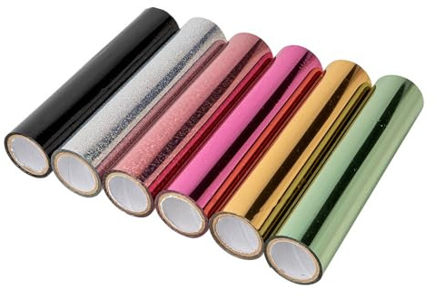 Ideen mit Herz metalliska överföringsfilmer | delvis med holografieffekt | för olika underlag | glanfolie | 6 rullar (sortering 04)