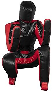 Lisaro MMA Grappling Dummy Head | BJJ Wrestling | Dummy | Verteidigung | Brazilian JIU Jitsu | Submission | Judo Boxsack | Vinyl | Schnuller | 180 cm ungefüllt | schwarz-rot