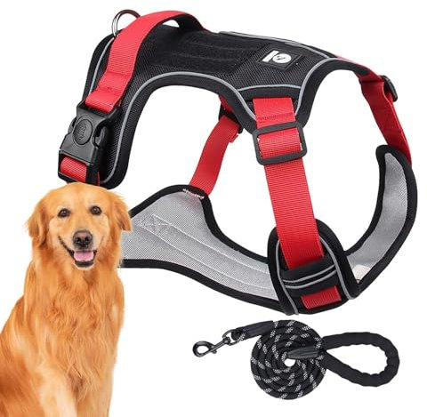 wiroouia Hundegeschirr, Hundegeschirr-Set - Atmungsaktives, reflektierendes Hundegeschirr, verstellbares Hundegeschirr - Flexibles Hunde-Zuggeschirr, Hundegeschirr-Halsband-Set zum Spazierengehen,