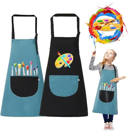 Issimober 2 PCS Blouse Peinture Enfant, Manteaux De Peinture Pour Garçons Et Filles, Ensemble De Tabliers Pour Enfants Pour L'école, L'art, La Peinture, La Cuisine