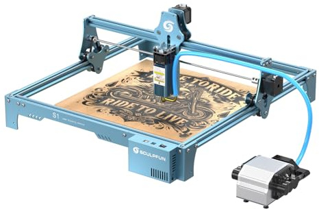 SCULPFUN S1 Machine à graver laser, avec assistance à l'air, découpe du bois, mise au point précise, entièrement en métal, grande zone de sculpture 410 x 420 mm