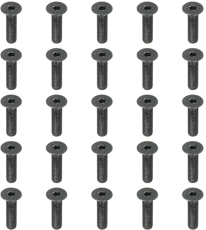 PATIKIL M5 x 20 mm sexkantsskruvar med infälld sexkant 20 st medium kolstål försänkta huvudbultar sexkantshuvud full gänga svart oxid grad 10,9