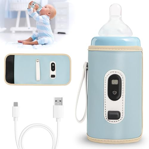 Herbst Flaschenwärmer Baby Unterwegs, Tragbarer Baby Flaschenwärmer Unterwegs mit LCD-Display, 21 Einstellbare Temperatur, Flaschenwarmhalter Baby Unterwegs für alle Flaschen