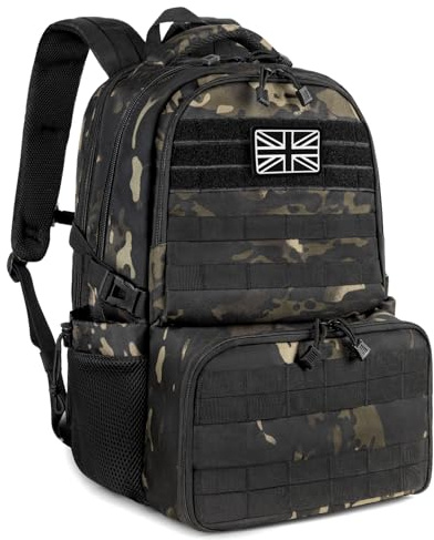 Jueachy Lunch Rucksack Herren mit 6L Isoliertem Kühlfach: 40L Taktische Arbeit Rucksack mit Laptopfach Groß Kühltasche Kühlrucksack mit Lunchbox für Schule Picknick Arbeit Camping