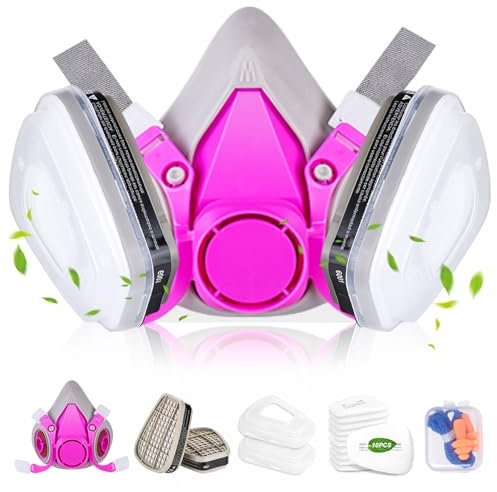 vvuvnem Respirator Mask with Filters, Reusable Respirator Mask for Chemical, Painting, Epoxy Resin, Woodworking