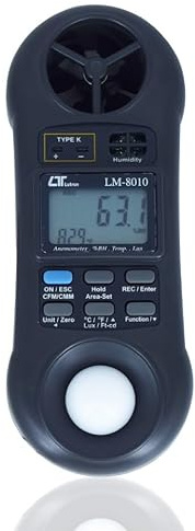 Industrial 4-in-1 Digital Anemometer/HVAC Anemometer – Handheld Wind Speed Meter, Temp, Humidity, and Air Volume Meter – Ideal for Ventilation, Duct Testing, and Maintenance; Model: LM-8010