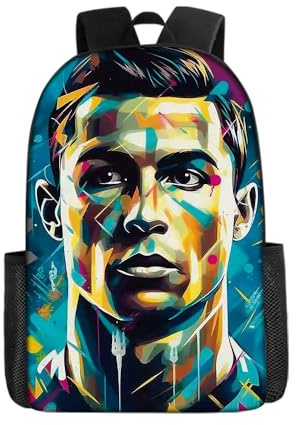 Xpialong #7 Ronaldo Kids Backpack School Shoulder Bag Large Capacity Teen Travel for Boys Girls (Black 2)